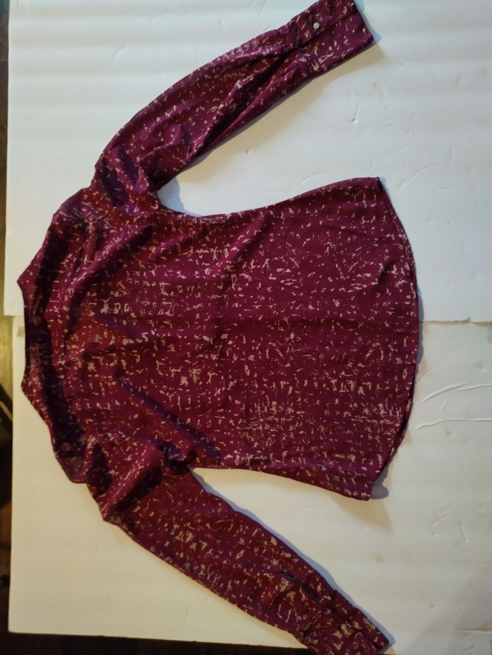 Converse Long Sleeve Button-Down Shirt in Burgundy with Cream Print